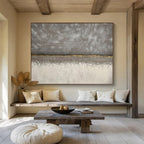 Minimalist Grey with Gold Accent Abstract Painting On Canvas DKS172