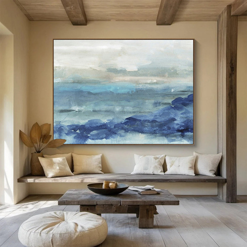 “Blue - Gray Horizons” - Minimalist Landscape Painting On Canvas DKS414