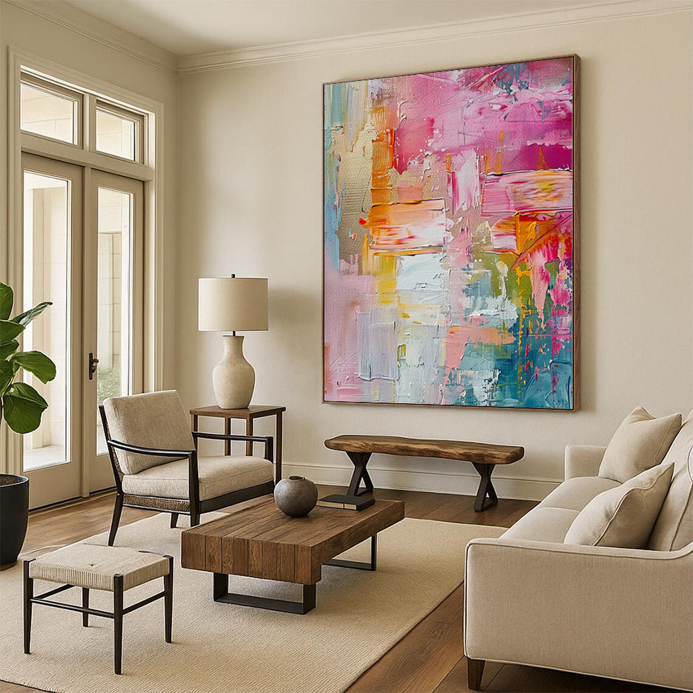 “Pink - Colorful Abstract” - Expressive Abstract Painting On Canvas PS0090