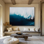 “Ocean Wave in Blues” - Minimalist Oil Painting on Canvas PT1498