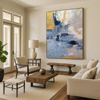 “Blue, Gray & Gold Abstract” - Subtle Metallic Accents in a Cool Palette Painting On Canvas DS253