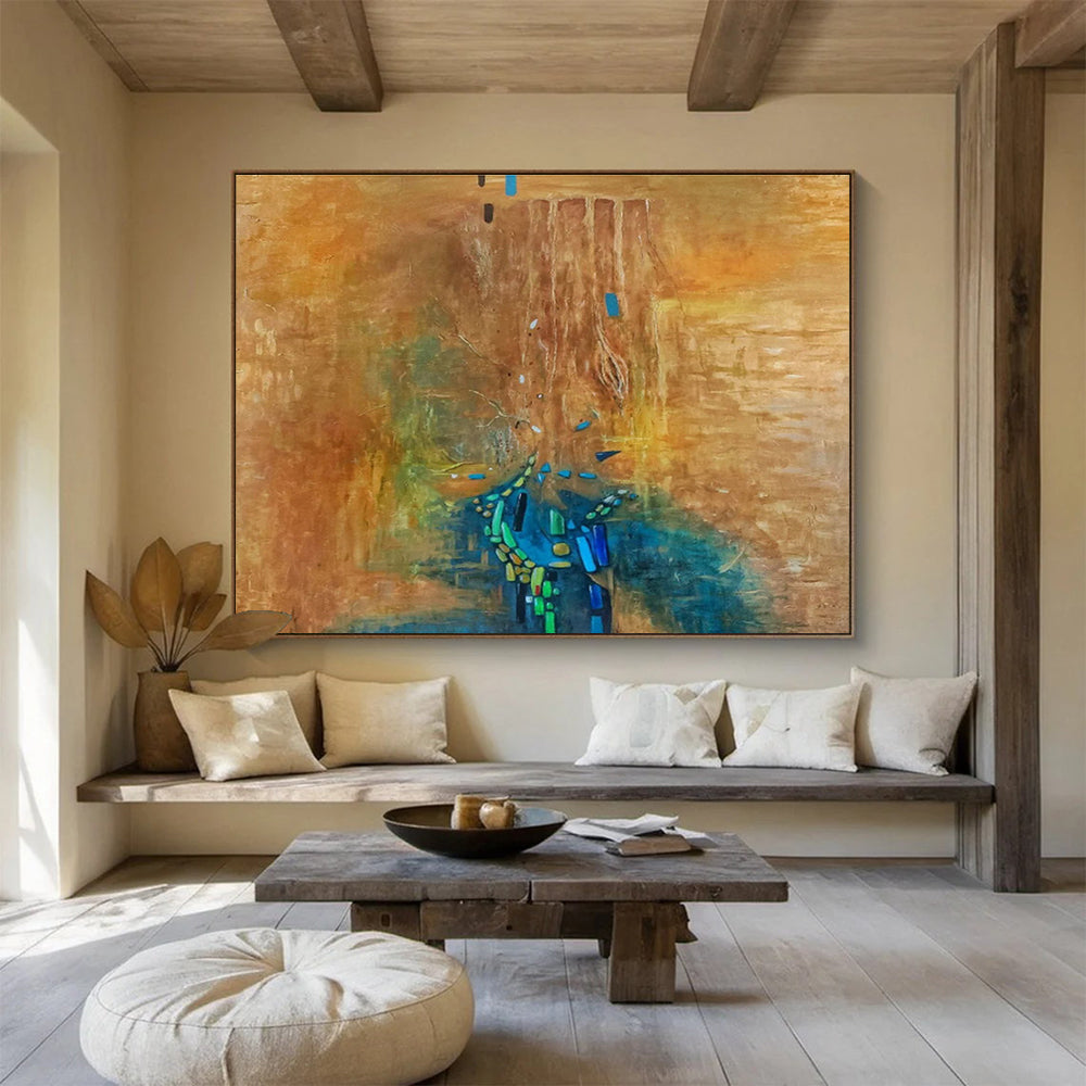 “Mixed - media Abstract Tree” - Experimental Mixed - media Painting On Canvas DKS388