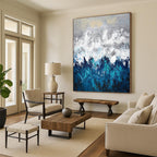 “Grey - Blue Abstract Mountain - like Scene” - Impressionistic Abstract Painting On Canvas PS0286