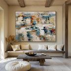 “Colorful Abstract Impasto Landscape” - Dynamic Textured Painting On Canvas PT012