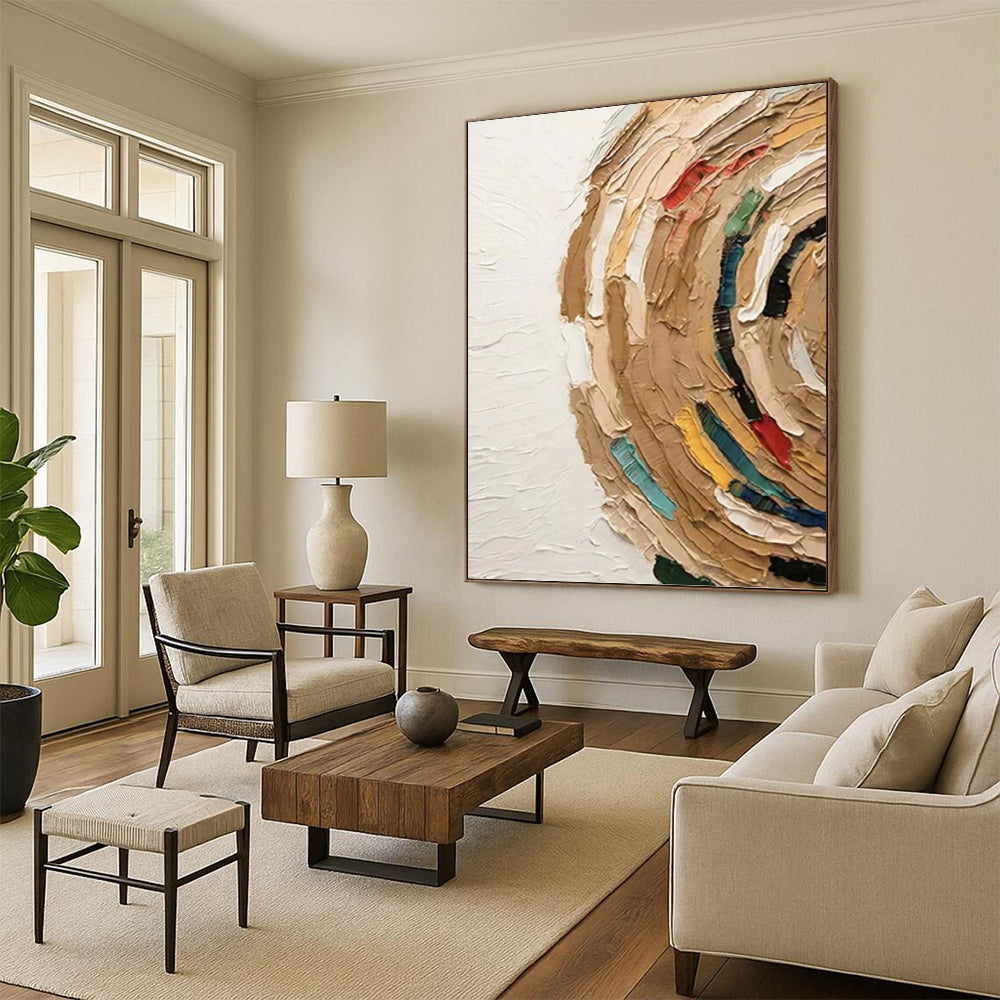 “Colorful Textured Swirl” - Impasto Abstract Painting On Canvas PT1118