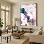 “Blush & Teal Drip Fusion” - Soft Pinks & Deep Greens with Drips Painting On Canvas DS192