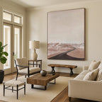 “Desert Road Journey” - Beige, Brown, Black Abstract Landscape Painting On Canvas PS0665