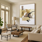 Beige, Brown, Black Organic Marks “Desert Sketch” - Painting On Canvas PS0797