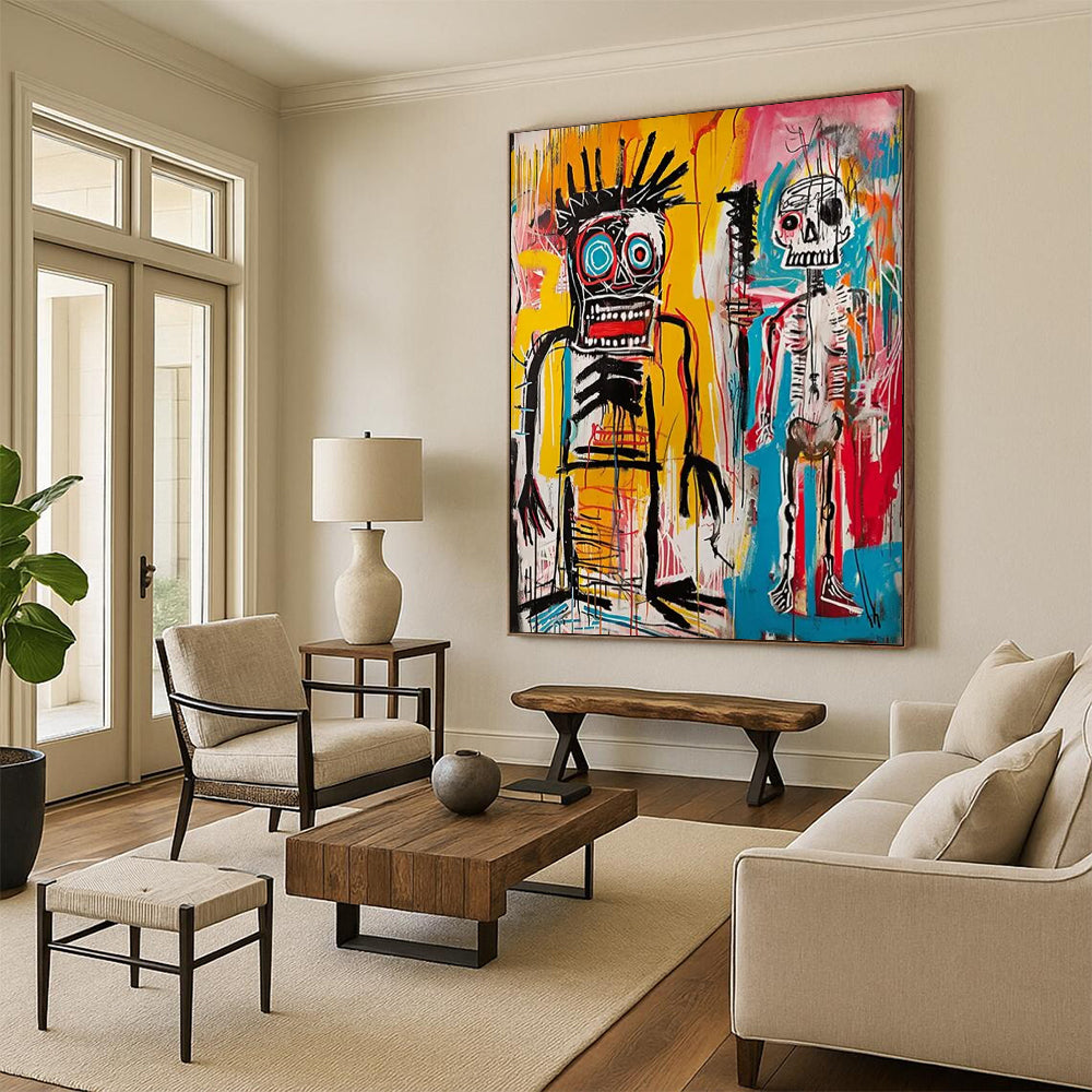 Basquiat - Style Figures Painting On Canvas DS099