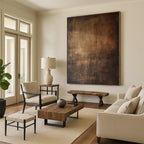 “Dark Brown Textured Abstract” - Rustic Abstract Painting On Canvas PS0097