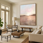 “Blush Sunset Serenity” - Pastel Tones & Gentle Horizons Painting On Canvas DS174