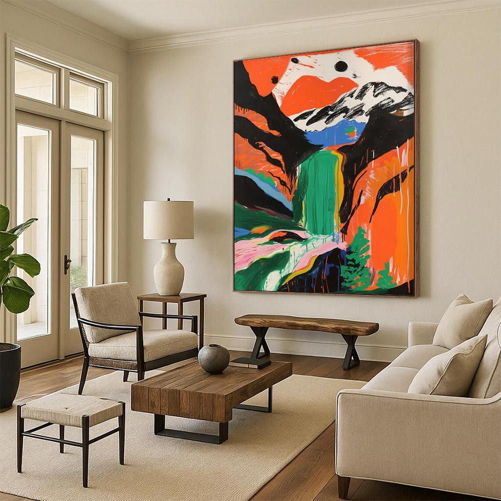 Colorful Canyon: Waterfall of Dreams Painting On Canvas DS105