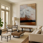 “Textured Wood Abstract” - White & Black on Brown Background Painting On Canvas DS185