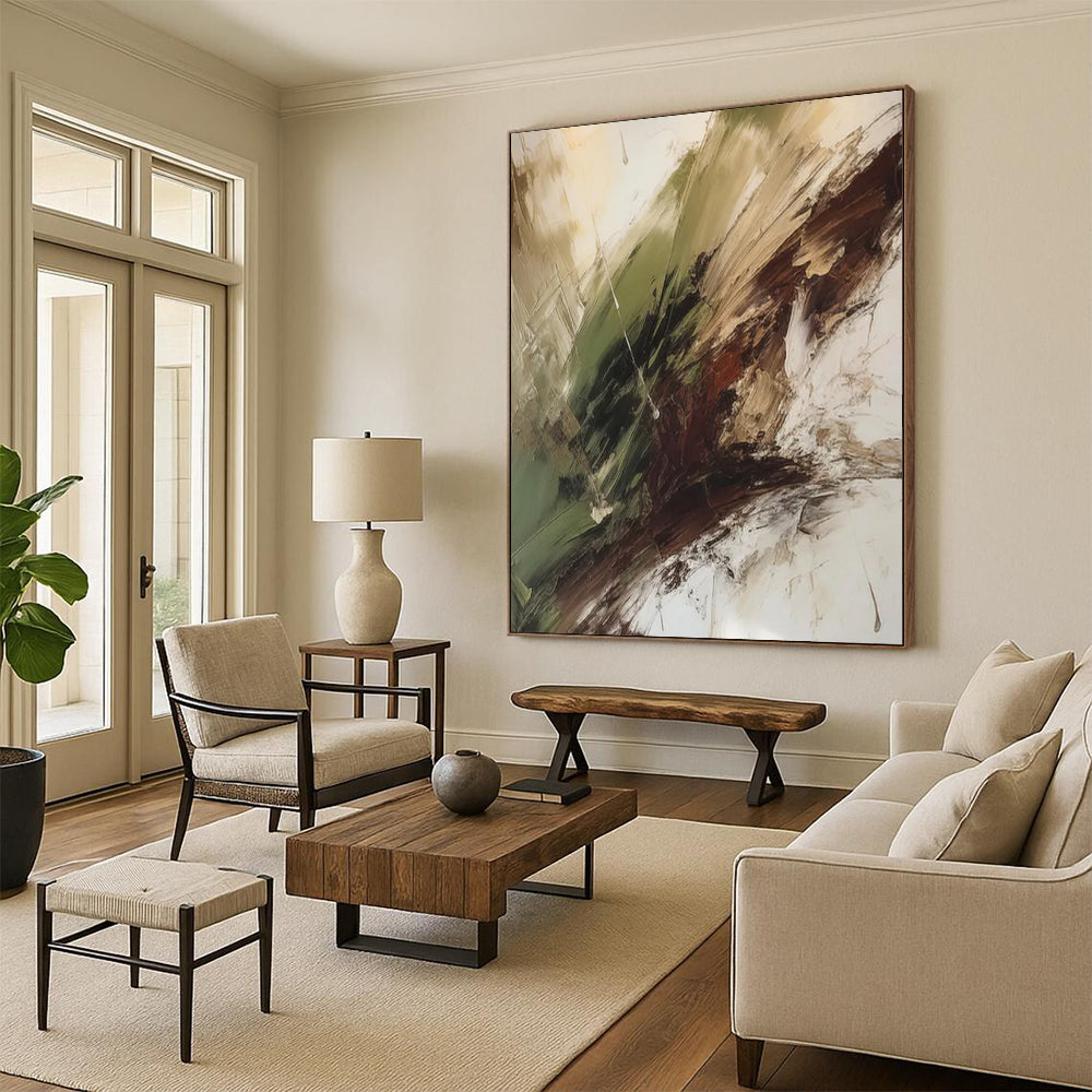 Green - Brown Abstract Earth Tones Painting On Canvas DS118