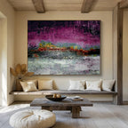 “Purple - hued Textured Abstract” - Mood - setting Abstract Painting On Canvas DKS391