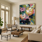 “Vibrant Flower Abstract” - Abstract Expressionist Floral Painting On Canvas PT1355