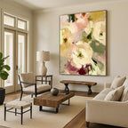 “Soft Floral Abstract” - Minimalist Floral Painting On Canvas PT1354
