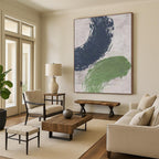 “Bold Color Strokes” - Navy and Green Abstract Painting On Canvas PT1072