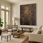 “Brown - Gold Textured Abstract” - Brown, Gold Textured Abstract Painting On Canvas PS0448