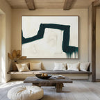 “Bold Black Curved Strokes” - Abstract Expressionist - Painting On Canvas PT1790