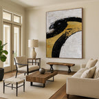 “Bold Black and Gold Abstract” - Modern Abstract Painting On Canvas PS0039