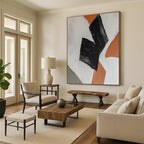Orange - Black Geometric Forms Painting On Canvas DS111