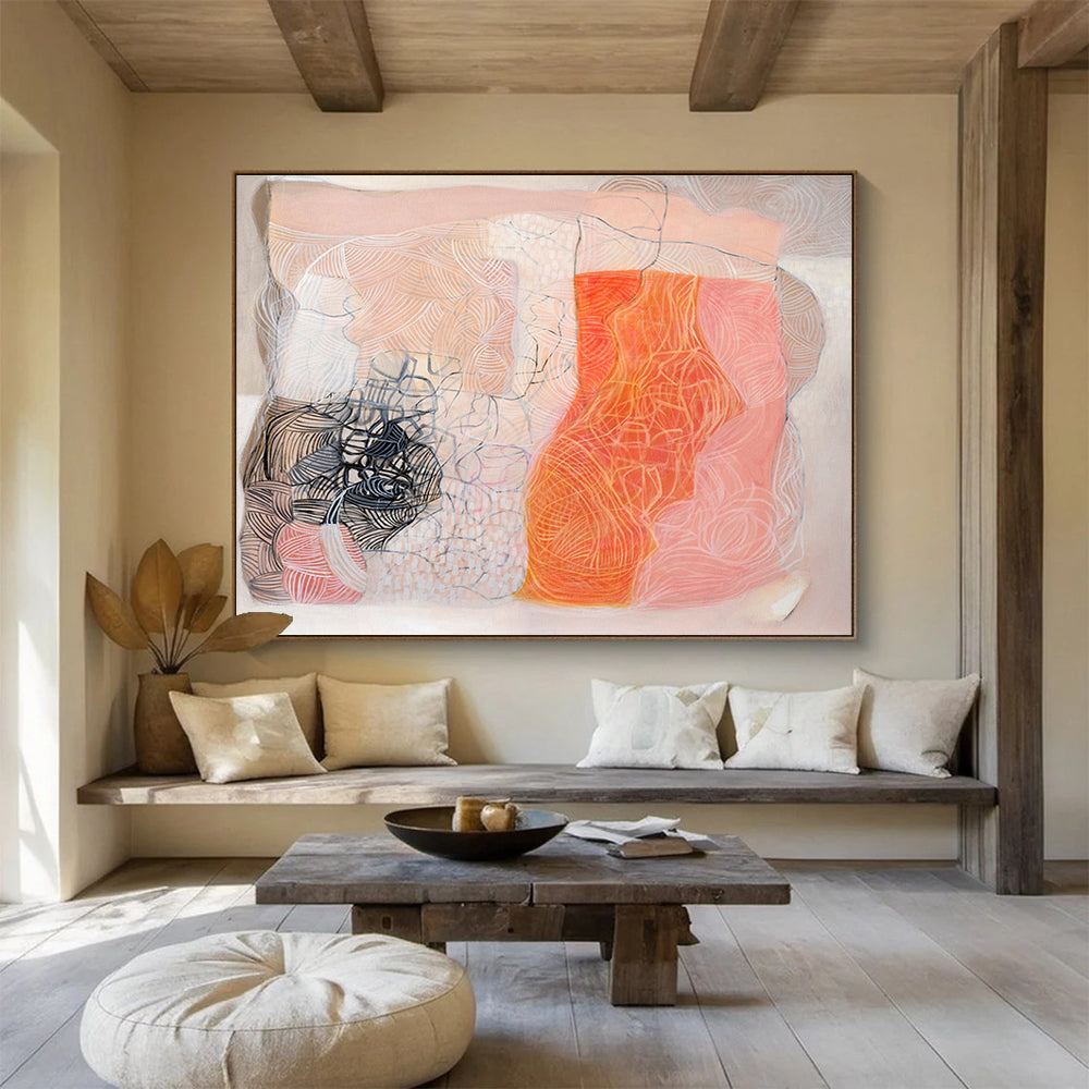 Pastel & Black Abstract Fusion Painting On Canvas DKS052