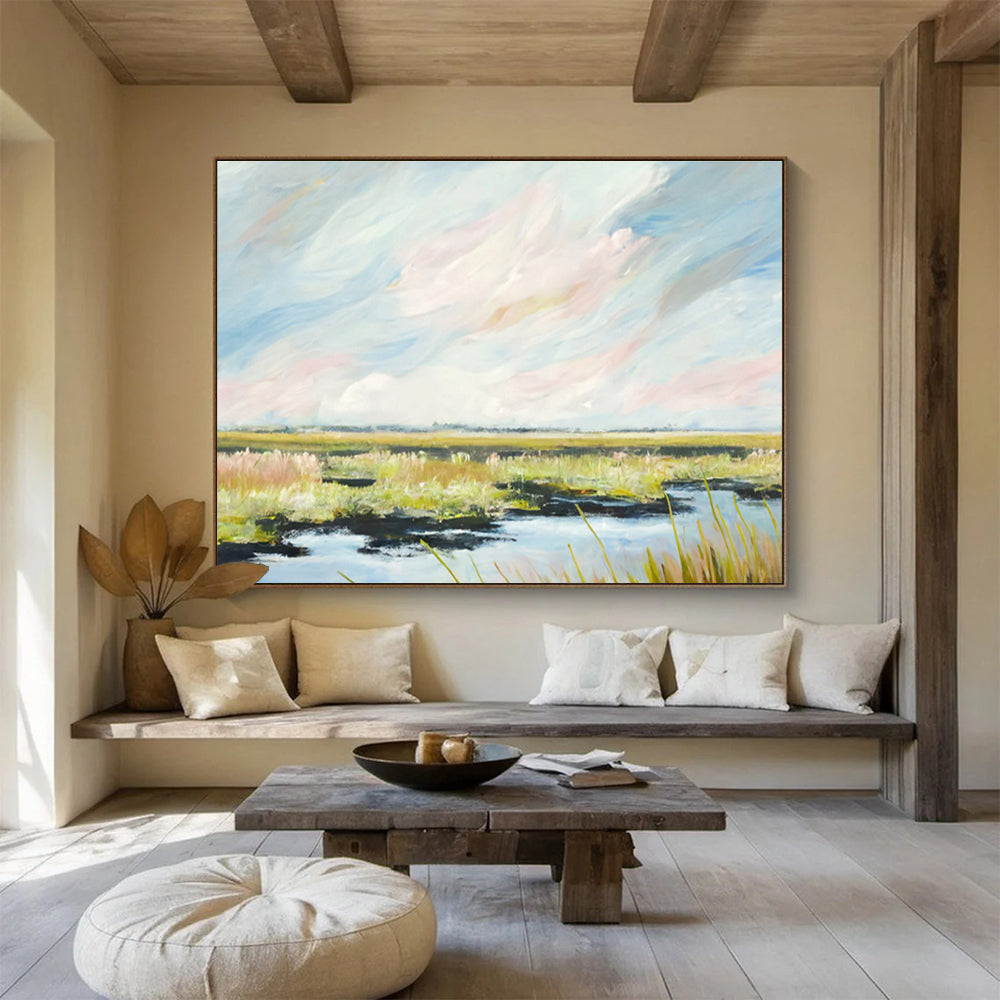 Marshland Skies - Marsh Landscape Oil Painting, Fit for Office & Conservatory DKS664