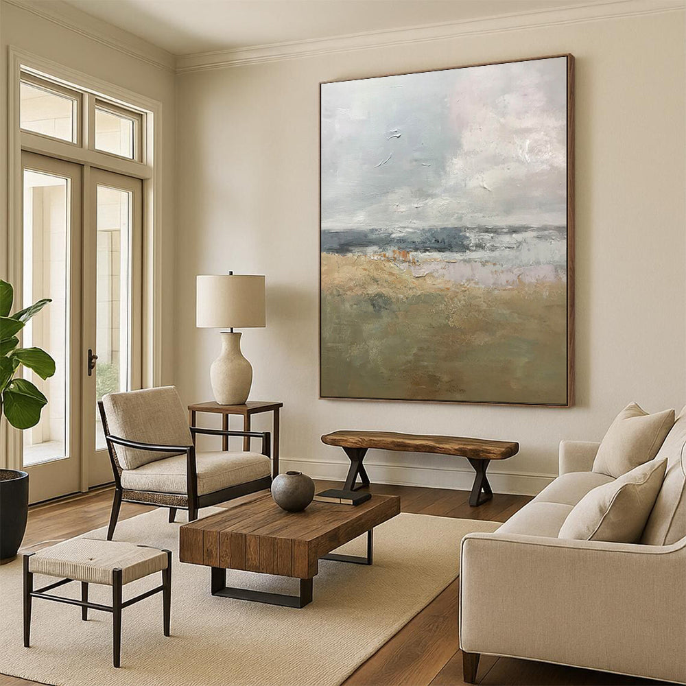 “Soft Toned Landscape Abstract” - Impressionistic Abstract Painting On Canvas PT1956