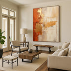 Orange, Gold & Grey Abstract Simplicity Painting On Canvas PS0818