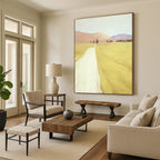 “Serene Yellow Landscape with Path” - Impressionist - Inspired Landscape Painting On Canvas PT1415