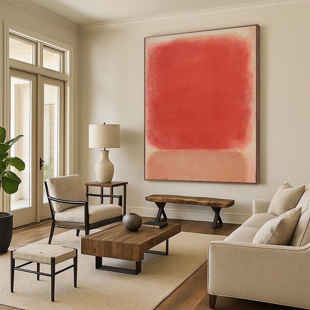 Soft Red and Pink Rectangles, "Blush Serenity" – Color Field Painting On Canvas PS0895