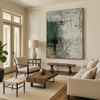 Green, Gray & Black Abstract Strokes "Urban Jungle" Painting On Canvas PS0859