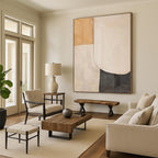 “Neutral Shapes Abstract” - Beige, Gray Abstract Painting On Canvas PS0453