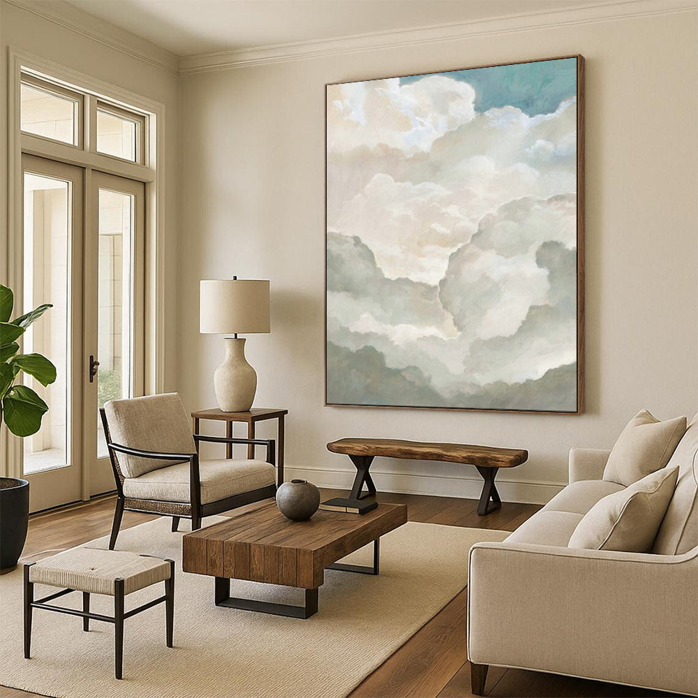 “Soft Cloudscape” - Impressionist Cloud Painting On Canvas PT1992