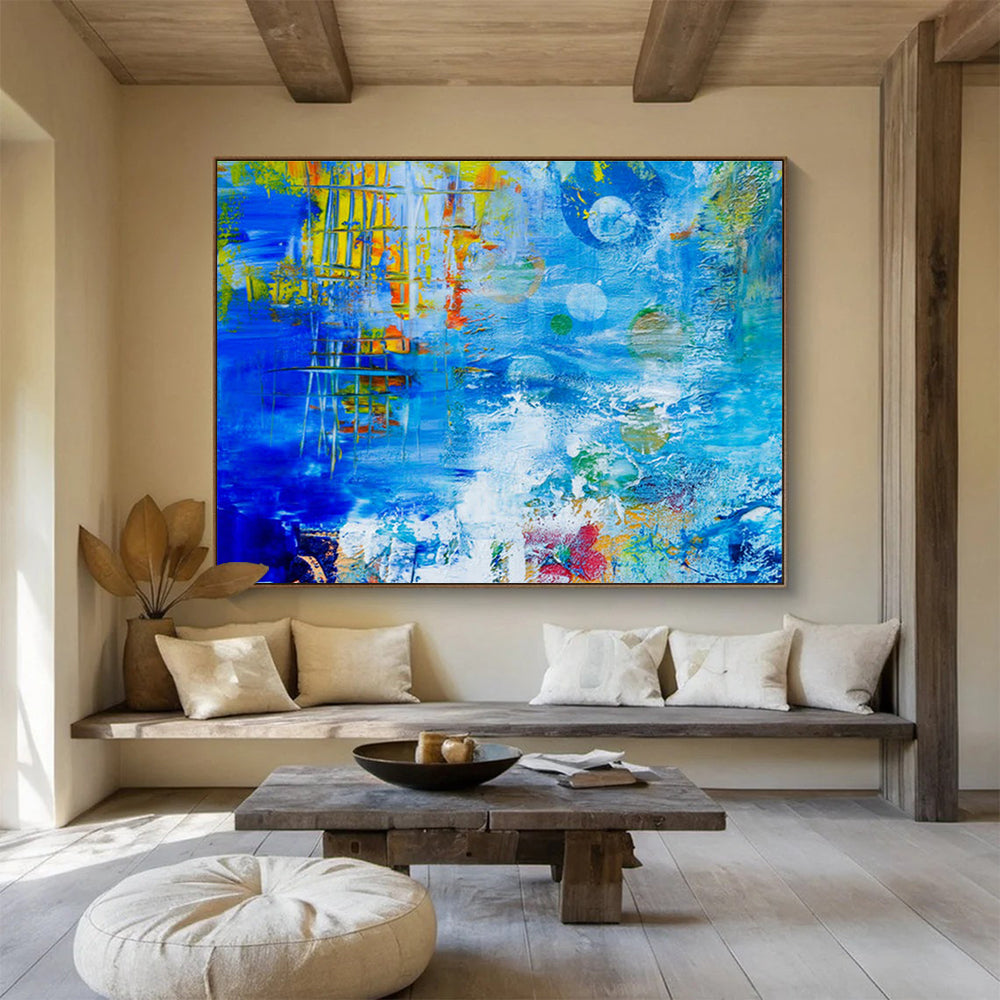 “Blue Abstract Energy” - Bold Abstract Painting On Canvas DKS439