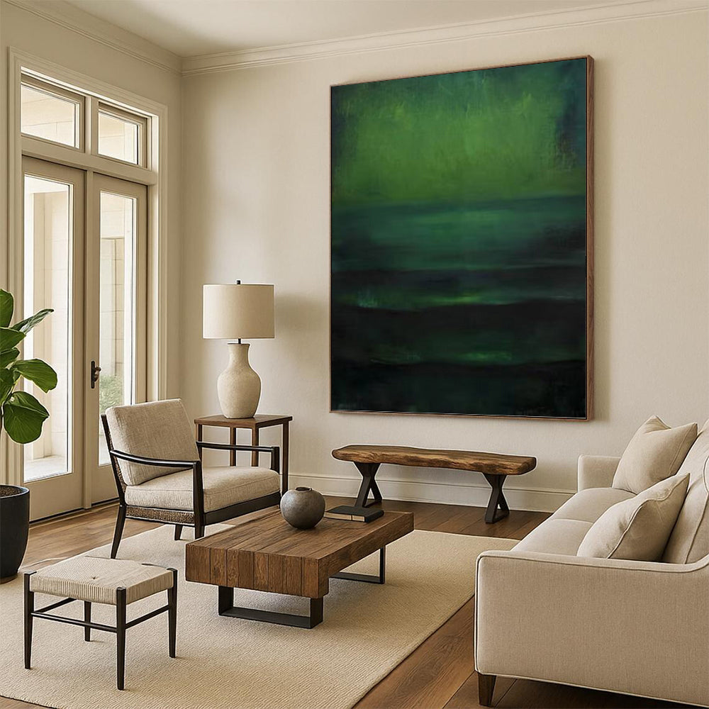 “Gradient Green Abstract Scene” - Minimalist Abstract Painting On Canvas PT1189