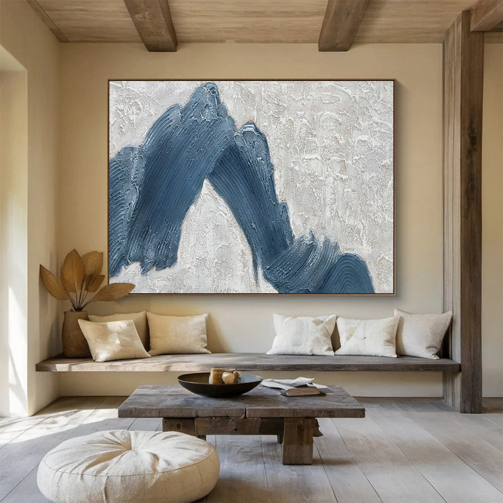 “Textured Blue - Grey Forms” Abstract Artwork DKS214