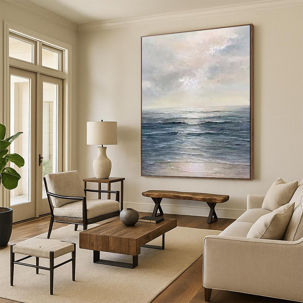 Serene Seaside, Realist Ocean, Oil Painting On Canvas PT2101