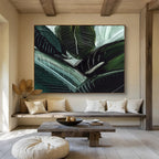 “Dark Green Leafy Abstract” - Botanical Abstract Painting On Canvas PT144