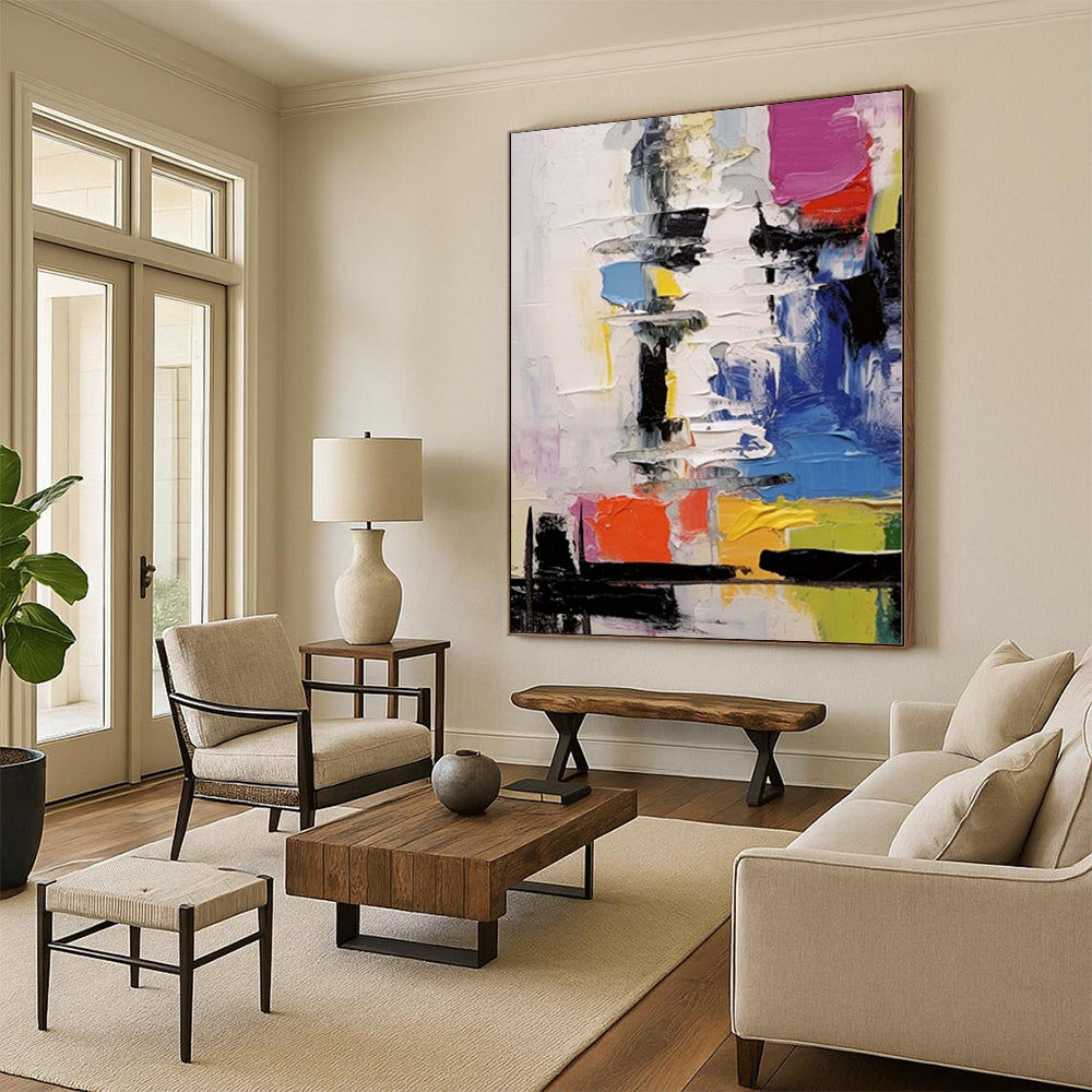 “Playful Color Blocks in Abstract Harmony” - Modern Abstract Painting On Canvas PS0239