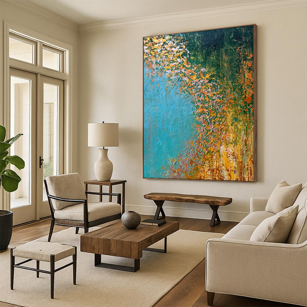 “Golden River Abstract” - Landscape Abstract Painting On Canvas PS0067