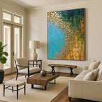 “Golden River Abstract” - Landscape Abstract Painting On Canvas PS0067