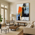 Orange - Black Symphony - Mainly Orange, Black, Blue, and Yellow - Abstract Expressionism PS0783