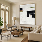 “Black - Green - Orange Abstract Minimalist Forms” - Subtle Abstract Painting On Canvas PS0327