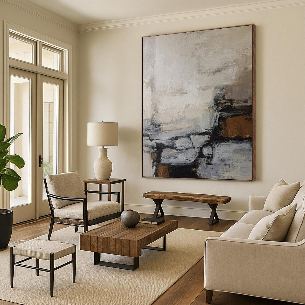 “Textured Abstract in Neutral Tones” - Impressionistic Abstract Painting On Canvas PS0257