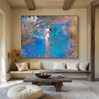 Blue - Hued Textured Abstract - Abstract Expressionistic Painting On Canvas DKS366