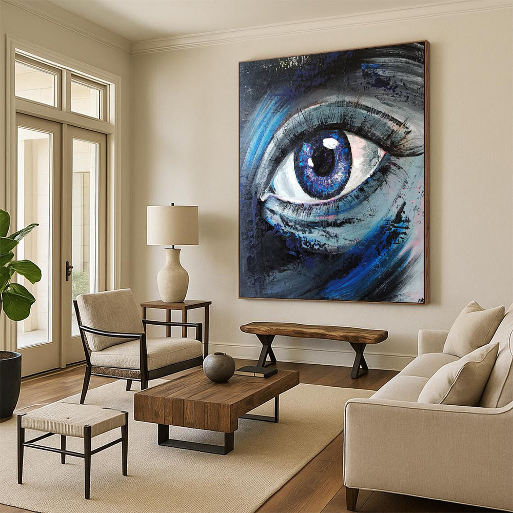 “Expressive Blue Eye Portrait” - Impressionistic Oil Painting On Canvas PT2187
