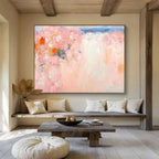 “Blush & Coral Blooms” - Impressionistic Floral Painting On Canvas DKS411