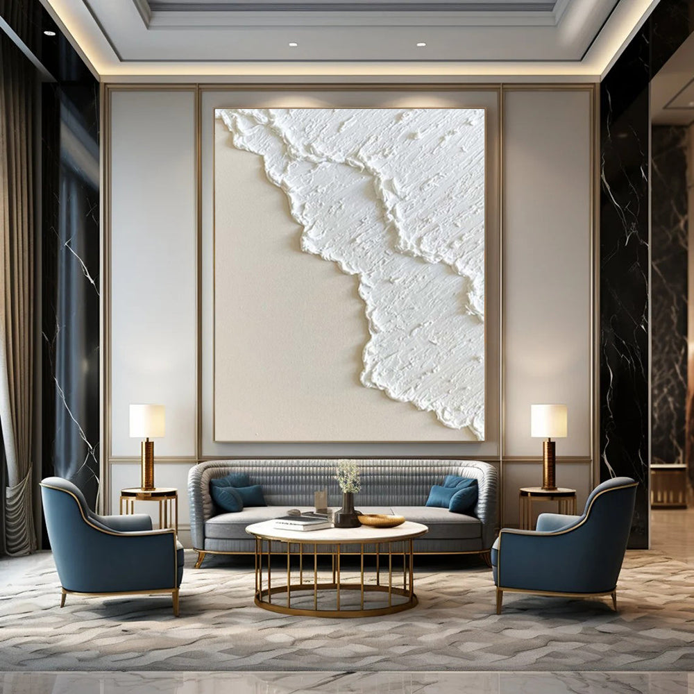 “White Textured Minimalist” - Serene Abstract Painting On Canvas PS0170